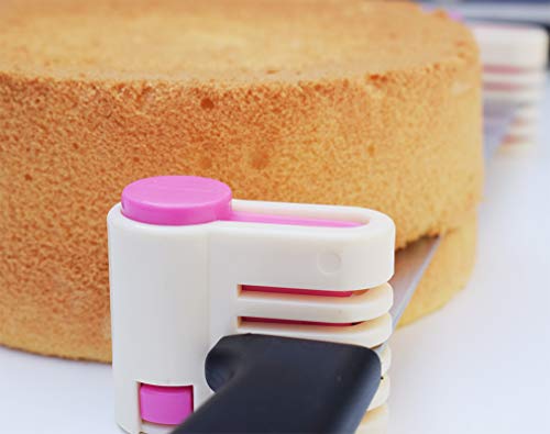 Yorwe 2PCS Cake Slicer Leveler, 5 Layers Bread & Toast Cutter (Rose Red) - color: Rose Red