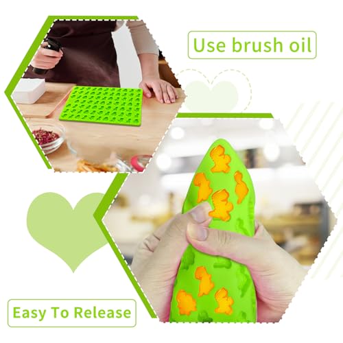 2 PCS Gummy Dinosaur Candy Molds Silicone, 152 Cavity Dinosaur Mini Silicone Mold for Chocolate, Fondant, Candy, Biscuits, Cookie, Jelly,Ice Cube and Dog Training Commands Concept - style: Mini Dinosaur