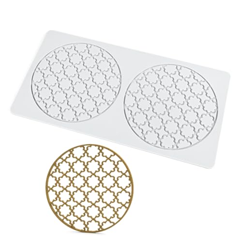 TUKE Silicone Embossing Mold Round Pane for Fondant & Clay - size: D_ Pane Pattern