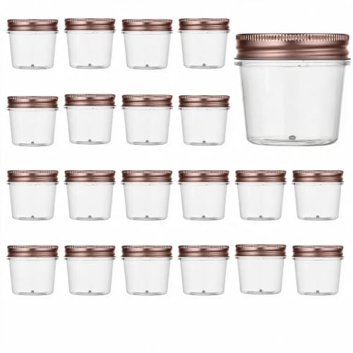 novelinks 4 oz Plastic Small Mason Jars and Small Plastic Jars with Lids - color: Rose Gold, size: 20 Pack 4 Ounce