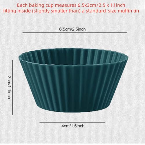 12pcs Silicone Cupcake Baking Cups,Reusable Muffin Liners,Lunch Box Divider - color: 12pcs in Navy,Dusty Blue,Green,White