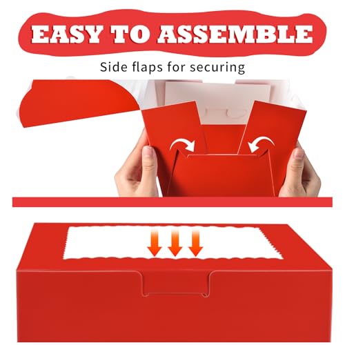 KPOSIYA 40pcs 6x6x5 In Cake Boxes with Cake Boards（20 Boxes & 20 Boards） - color: Red, size: 6x6x5 inch