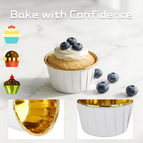 50 Pcs White Cupcake Baking Cups 3.5Oz Disposable Cupcake Liners - color: White