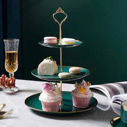 Bringsine 3 Tier Cake Stand Hardware Kit, Set of 6 Gold Tiered Tray Fittings for Wedding, Birthday Party & Dessert Display, DIY Cupcake Stand Handle for Serving Tray, Fruit Plate & Party Platte - color: Gold