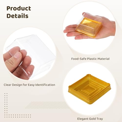 100 Pcs Mini Cupcake Containers, Moon Cake Box with Lids, Mini Cake Containers, Individual Wrapped, Ideal for Party Favors, Baked Goods & Gift Packaging