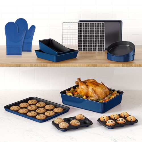 Wildone 13-Piece Baking Pans Set, Nonstick Bakeware Sets, Blue - color: Blue