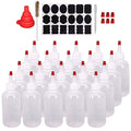 20 Pack 6-Ounce Plastic Squeeze Bottles with 20pcs Red Tip Caps and Measurement - Good for Crafts, Art, Glue, Multi Purpose Set of 20 with extra 6 Red Cap 36 Chalk Labels and 1 Pen - size: 6 Ounces (Pack of 20)