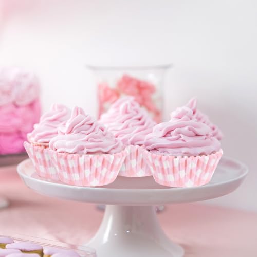 Whaline 300 Pcs Pink Plaid Cupcake Liner Paper Pink Checkered Muffin Liner Baking Cups 2 x 1.2 Inch Cute Cupcake Wrappers for Baby Bridal Shower Wedding Birthday Party Supplies - color: Pink