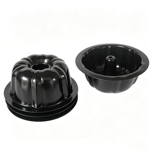 4 Inch Small Flute Tube Ring Cake Pan, Nonstick Kugelhopf Mold - color: 4 Inch - Black - Pumpkin