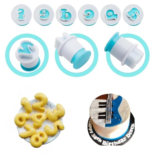 Alphabet Number Fondant Cutters,Fondant Letter Stamps For Cake Decorating,Cookie Cutters Set for Biscuit Cheese Baking Fruit Veggie Clay Cutters For Kids (Lowercase & Number Cutters)