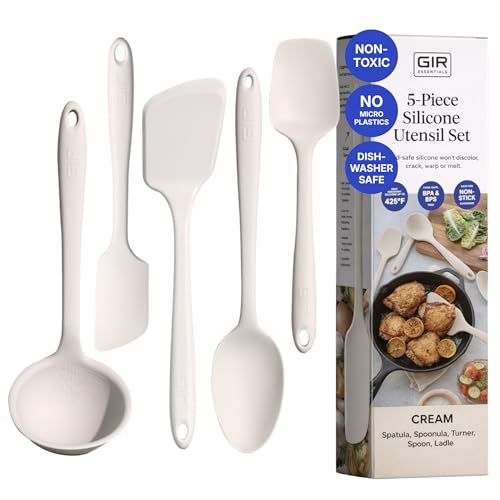 GIR: 5-Piece Silicone Essentials Kitchen Utensils Set – Cream - color: Cream, size: 5 - Piece Set