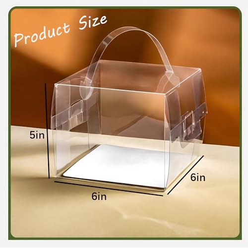 20pcs 6X6X5 Inch Clear Cake Box with Handles, 6in Transparent Bakery Boxes - color: 6×6×5in-20pack
