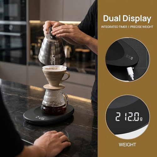 Digital Tea Scale 0.1g - Rechargeable Portable Coffee Scal - color: Black
