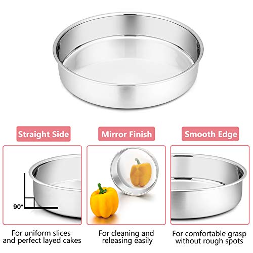P&P CHEF Cake Pan Set of 3, 4" + 6" + 8" Round Baking Layer Cake Pan Tin - size: 4" + 6" + 8"