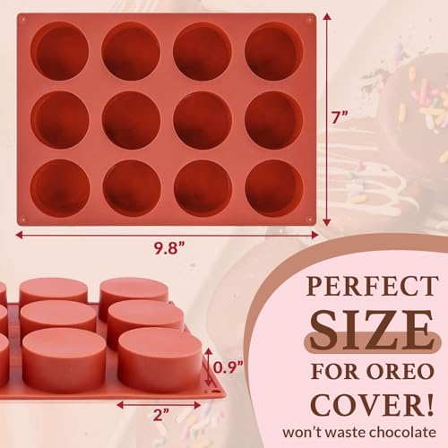 HKNMTT Round Silicone Molds 3 PCS, 12-Cavity 2.1" Round Cylinder Chocolate Covered Cookie Mold, Food Grade Non-Stick Baking Moulds for Candy Handmade Soap Pudding Jello Mini Cake Jelly Brownie - style: Cylinder 3PCS