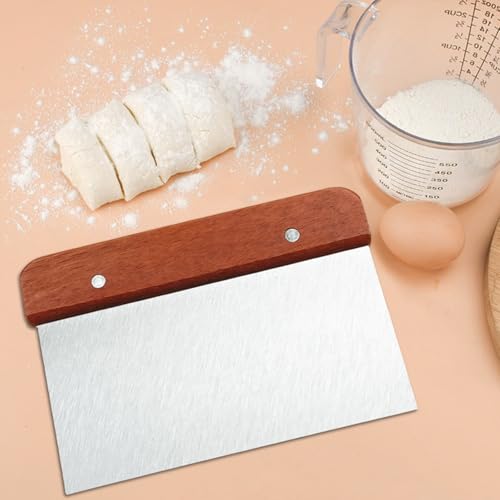 Bench Scraper Stainless Steel Dough Scraper 2 Pcs Wood Handle