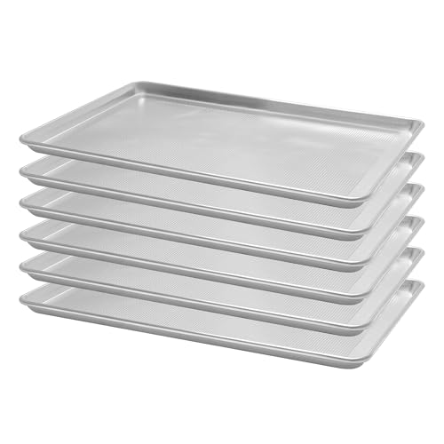 BIEAMA 6 Pack Full Size 18" x 26" Aluminum Baking Sheet Pan Perforated, Commercial Bakery Equipment Cookie Sheets, NSF Approved Baking Tray - size: 6PACK Perforated Full Size 18"×26"