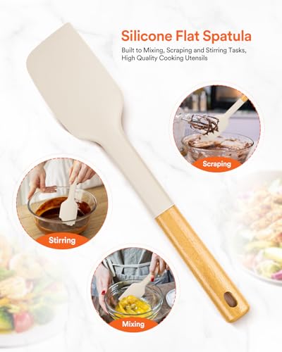 Badiano Silicone Heavy-Duty Spatula, Rubber Scraper for Nonstick Cookware - color: Khaki