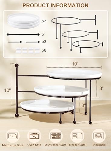 Tiered Serving Tray for Party, 10 Inch Dessert Display Stand, Black - color: Black