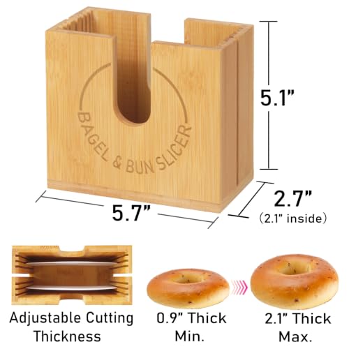 Adjustable Bagel Slicer Holder (Large) - size: Large (Bamboo)