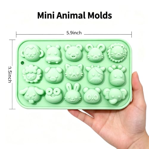 3Pcs Mini Animal Silicone Molds, Animal Silicone Candy Molds - color: Green (Animal)