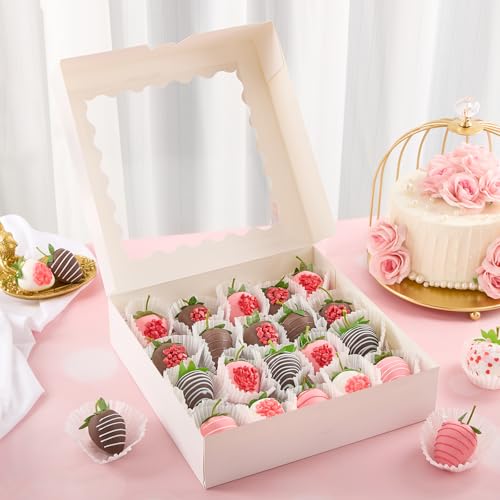 Ocmoiy Pie Boxes with Window, 10x10x2.5 Inches, 20 Pack - size: 10 x 10 x 2.5 inch