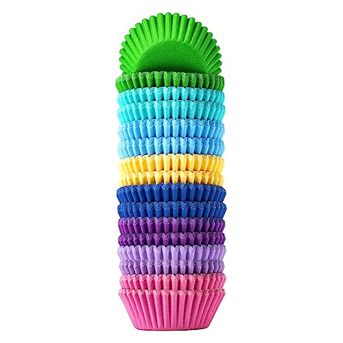 Mini Bright Rainbow Cupcake Liners, Paper Baking Cups, 400 Pack - color: Rainbow, size: Mini