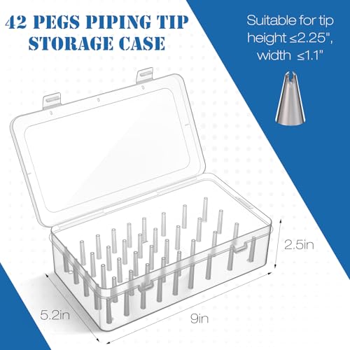 2 Pcs Piping Tip Box with Fixed Pins, 84 Tip Storage, Clear - color: Clear