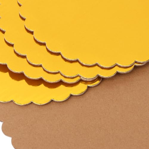 130 Pack 6 Inch Gold Cake Boards, Rounds Cake Cardboard, Flower Edge Cake Base, Disposable Round Cake Board for Wedding, Party, Anniversaries, Birthday Decor - size: 130 Pack 6 Inch Gold Rounds