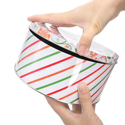 Yopay 3 Pack Round Decorative Cookie Tins, Food Safe Metal Gift Tins