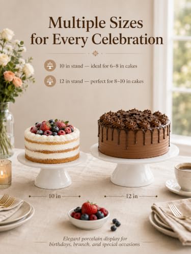 Porcelain Cake Stand, 10 in Round Cake Dessert Display Stands, White - size: 10 Inch