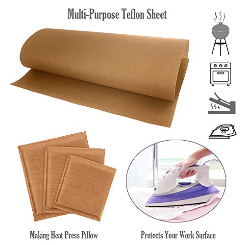 PTFE Teflon Sheet, Non-Stick Oven Liners, Barbecue Grill Mat Baking Sheet Reusable Washable - Use Up to 500℉ Craft Mat for Baking Cooking BBQ Grilling Roasting 16x24"/40x60cm 3 Pack