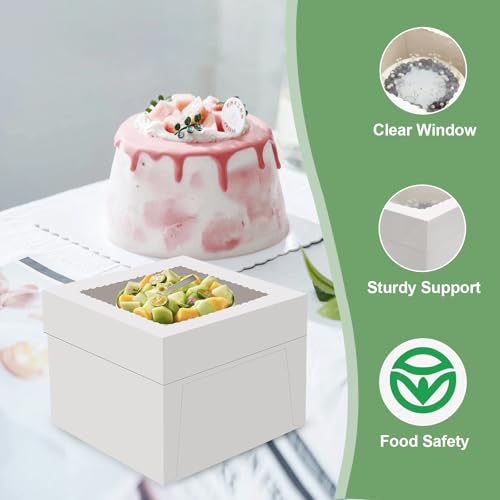 2 Pack Cake Boxes with Window, 12x12x8 Inches, for Wedding Birthday