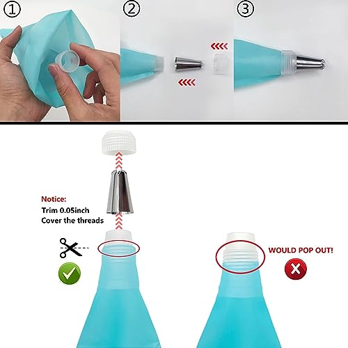 Piping Bags and Tips Set, 16" Reusable Piping Bags, Frosting Piping Kit for Baking with Pastry Bags and Tips, Standard Converters, Silicone Rings, Cake - size: 16"