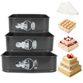 3Pcs Springform Pan, Square Removable Bottom(8/9/10 Inch)