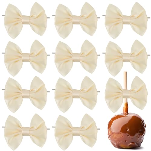 AIMUDI Ivory Satin Ribbon Bows with Twist Ties for Treat Bags 3.5" Ivory Bows for Crafts Small Bows for Gift Wrapping Premade Bows for Cake Pop Candy Apples Gift Bags Wedding Baby Shower -24 Counts - color: Ivory