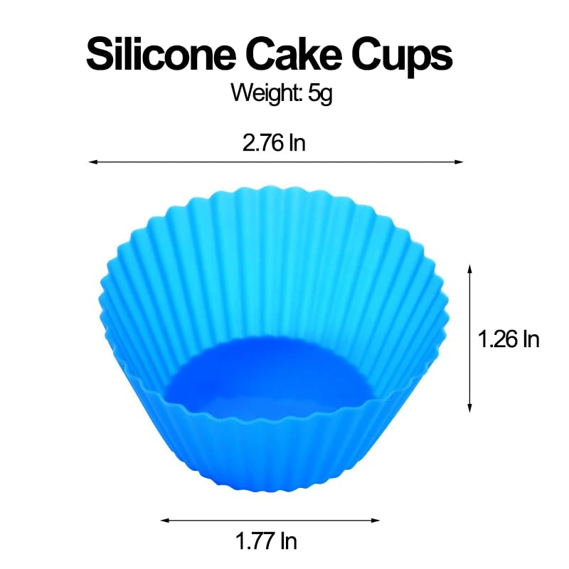 12 Pack Reusable Silicone Baking Cups Set(2.8" Lx1.4" H), Non-stick Muffin Liners, Easy To Clean & Heat-resistant Muffin Molds for Party Birthday Halloween Christmas(Multicolor)
