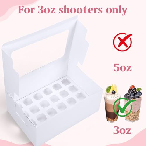 15 Pack Dessert Shooter Box with Window, 24 Count 3 oz, White - color: White, size: 24 Count 3 oz