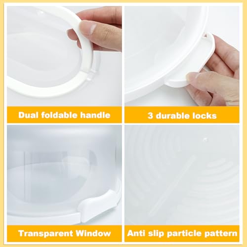 Cake Carrier with Lid and Handle,Fit 10” Cake Stand Cake Holder Container - color: White
