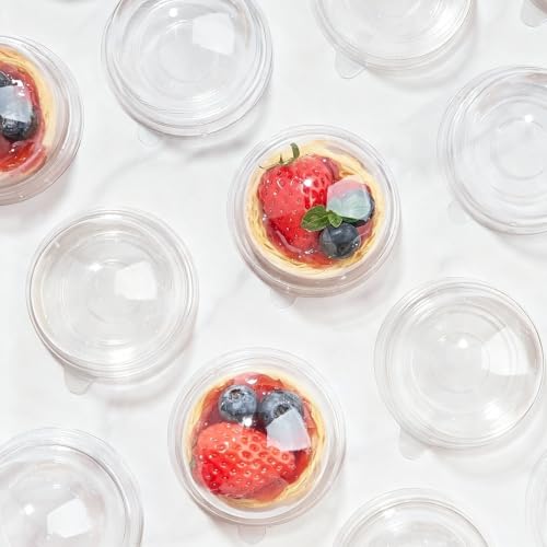 Zezzxu 100 Pack Mini Cake Containers with Lids, Clear Domes - color: Clear, style: 100 Pack