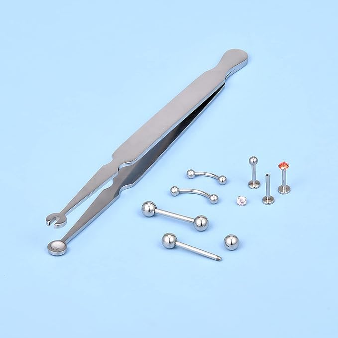 DJCIW Multi-Purpose Piercing Clamp Tool,Piercing Removal Tool-Perfect to Change and Remove Cartilage,Lip and Nose Jewelry Remove Ball Back Earrings - color: AR-Ear lip clamps