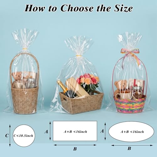 20PCS Clear Cellophane Gift Bags 18x30 Inch Small Gift Basket Wrap Bag - size: 20pcs 18x30 Inch