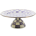 MACKENZIE-CHILDS Pedestal Platter, Large, Purple-and-White Violet Check - color: Violet Check, size: Large