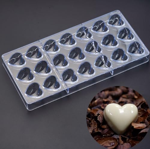 21 Grid Chocolate Candy Mold PC Polycarbonate Chocolate Making Mould with Scraper (Heart Shape) - color: Heart Shape