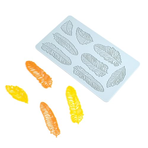 Silicone Lace Fondant Mold for Cake Decorating, Feather Pattern Sugarcraft, Clay, Polymer Clay, and Fondant Tools (D_ Feather) - size: D_ Feather