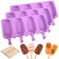 Sakolla Large Oval Silicone Popsicle Molds, 4 Cavities, Set of 3 - size: 3 Pcs Large - Purple