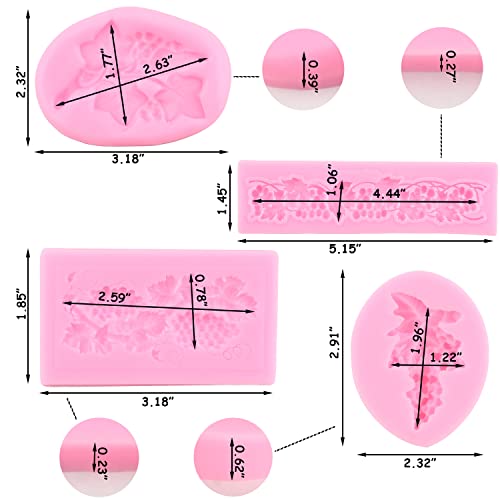 ZiXiang Grapes Fruit Silicone Molds Grape Leaves Fondant Mold Set Of 4 - color: Style F