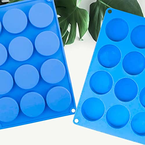 Chocolate Cookie Silicone Mold, 2 Pcs 12 Holes Round Molds, Cylinder Silicone Mold for Cookie, Dessert, Jelly, Pudding, Candy, Cake, Biscuit