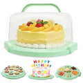 Plastic Cake Carrier with Lid and Handle, Multipurpose Cake Stand - color: Green