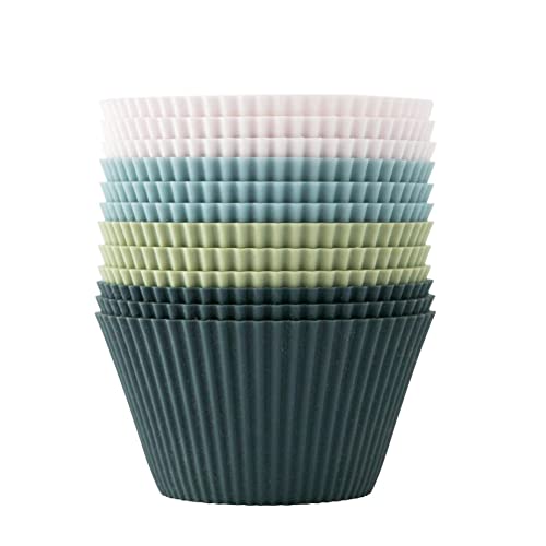 The Silicone Kitchen Reusable JUMBO Silicone Baking Cup, Non-Toxic, BPA Free, Dishwasher Safe, Jumbo, 12 Pack, White Blue Green - size: Jumbo